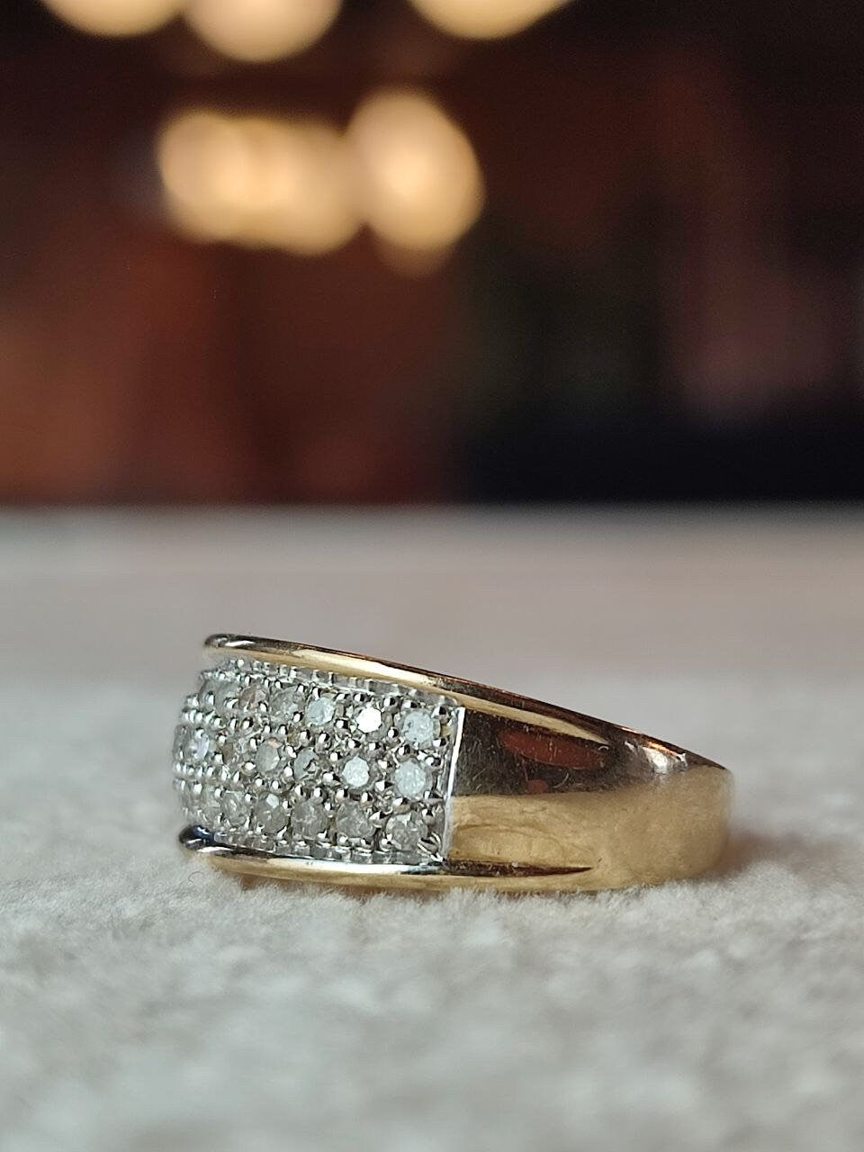 9ct Gold Half Eternity Diamond Ring (Vintage, 1970s)