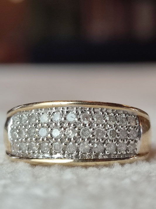 9ct Gold Half Eternity Diamond Ring (Vintage, 1970s)