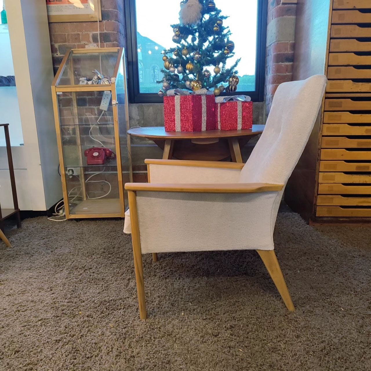 Rare Parker Knoll High Back Armchair with Boucle Fabric (NEW Upholstery)