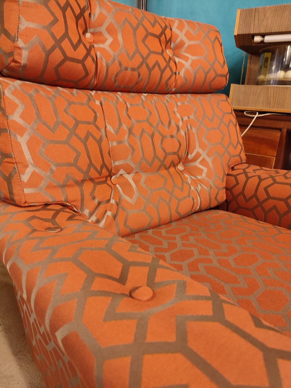 Stylish Mid Century Swivel Armchair With Matching Footstool by Minty of Oxford (New Upholstery)