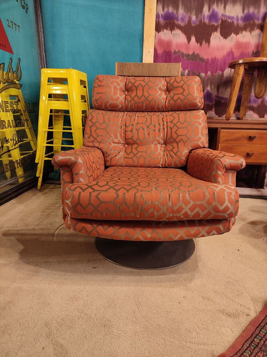 Stylish Mid Century Swivel Armchair With Matching Footstool by Minty of Oxford (New Upholstery)