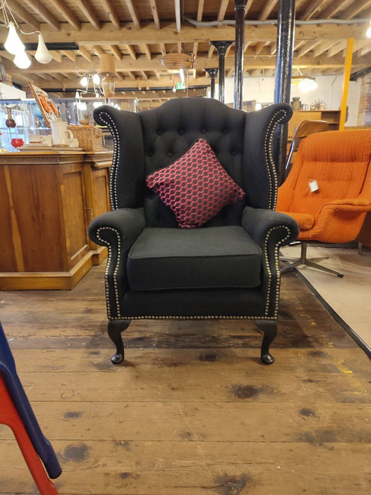 Newly Upholstered Chesterfield Queen Anne Chair (Three Available)