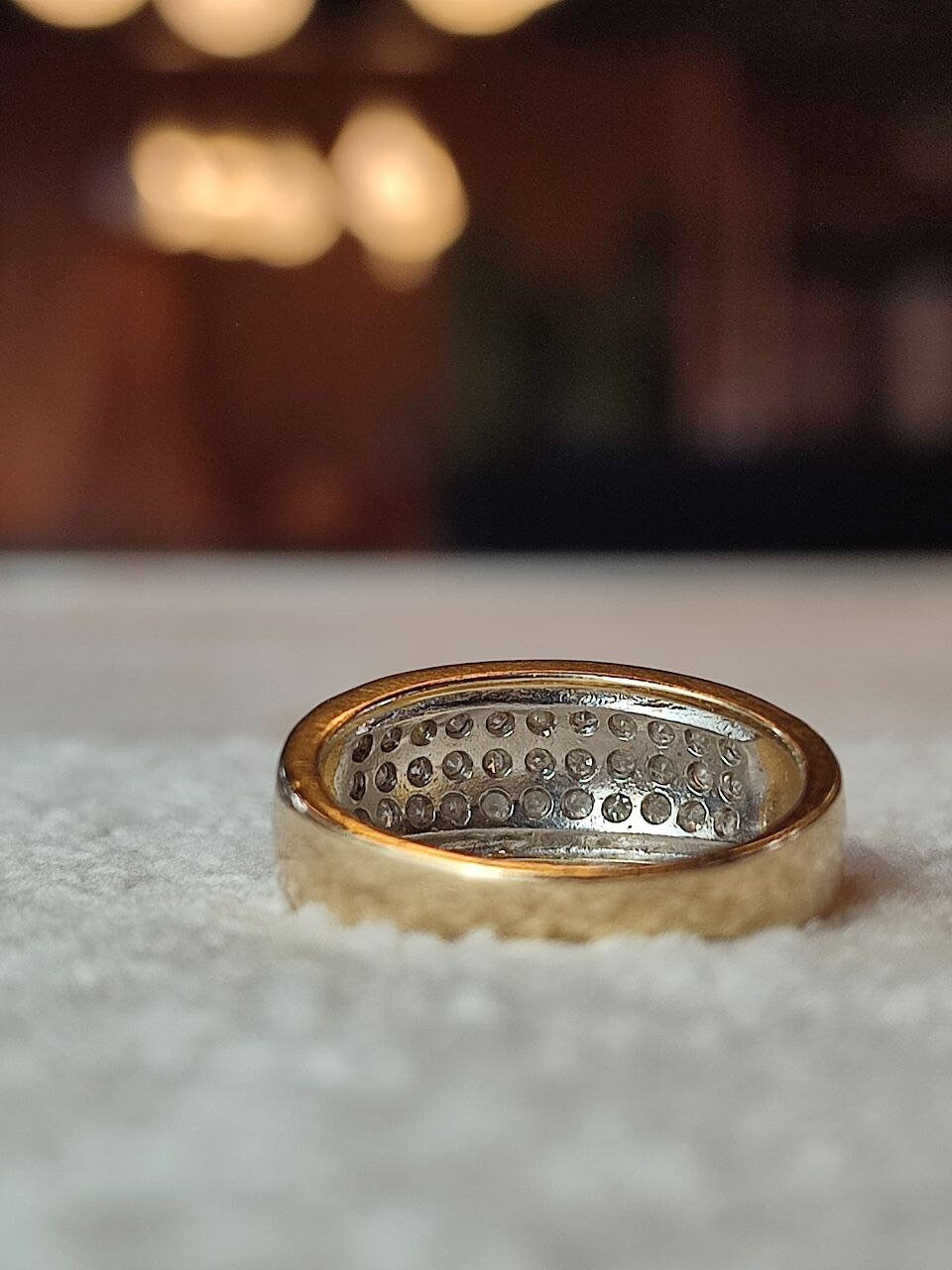 9ct Gold Half Eternity Diamond Ring (Vintage, 1970s)