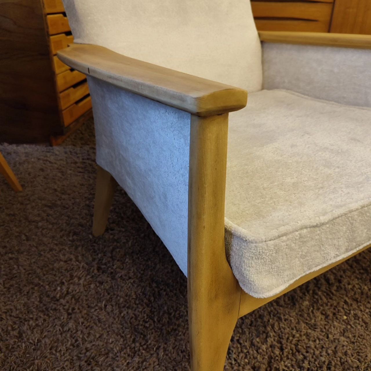 Rare Parker Knoll High Back Armchair with Boucle Fabric (NEW Upholstery)