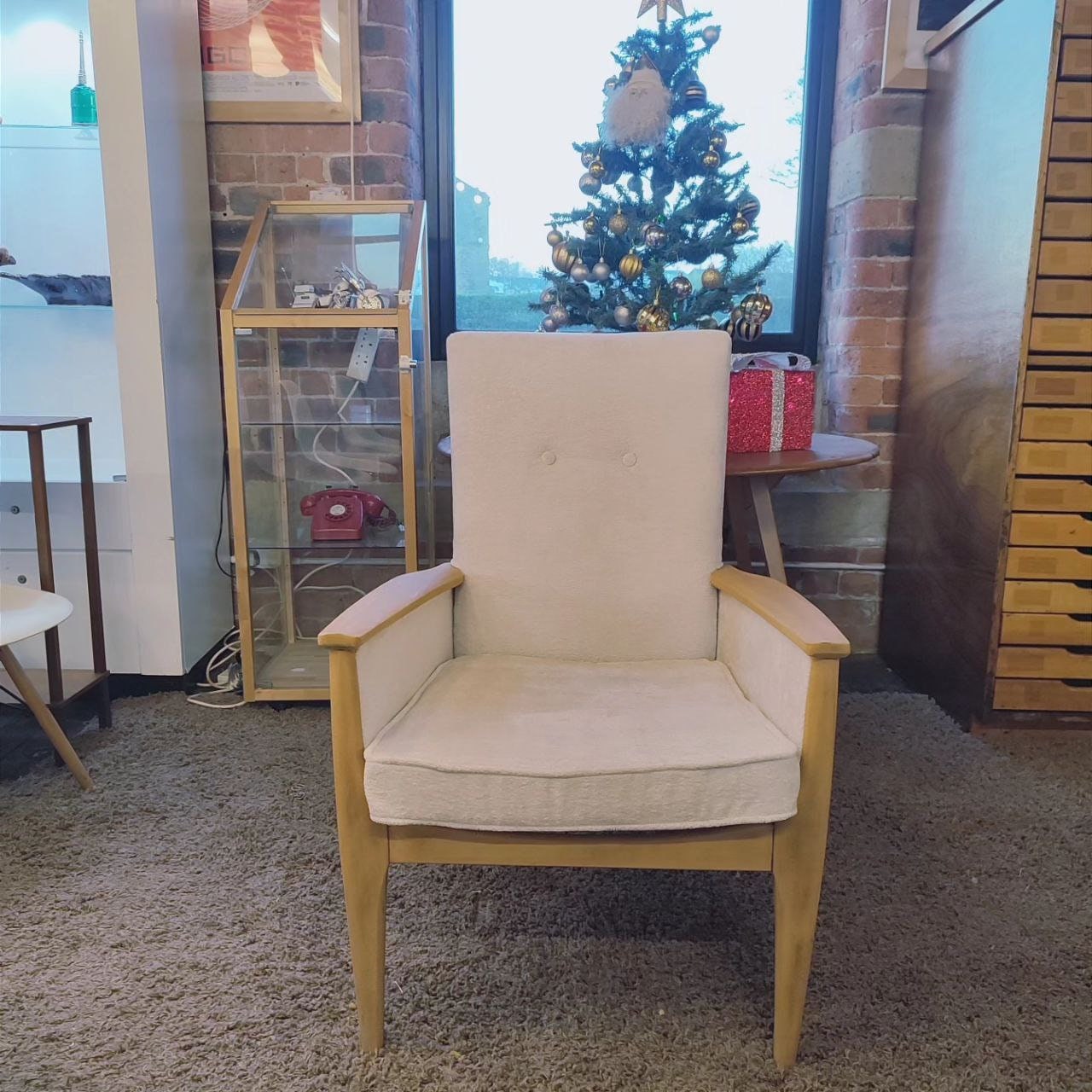 Rare Parker Knoll High Back Armchair with Boucle Fabric (NEW Upholstery)