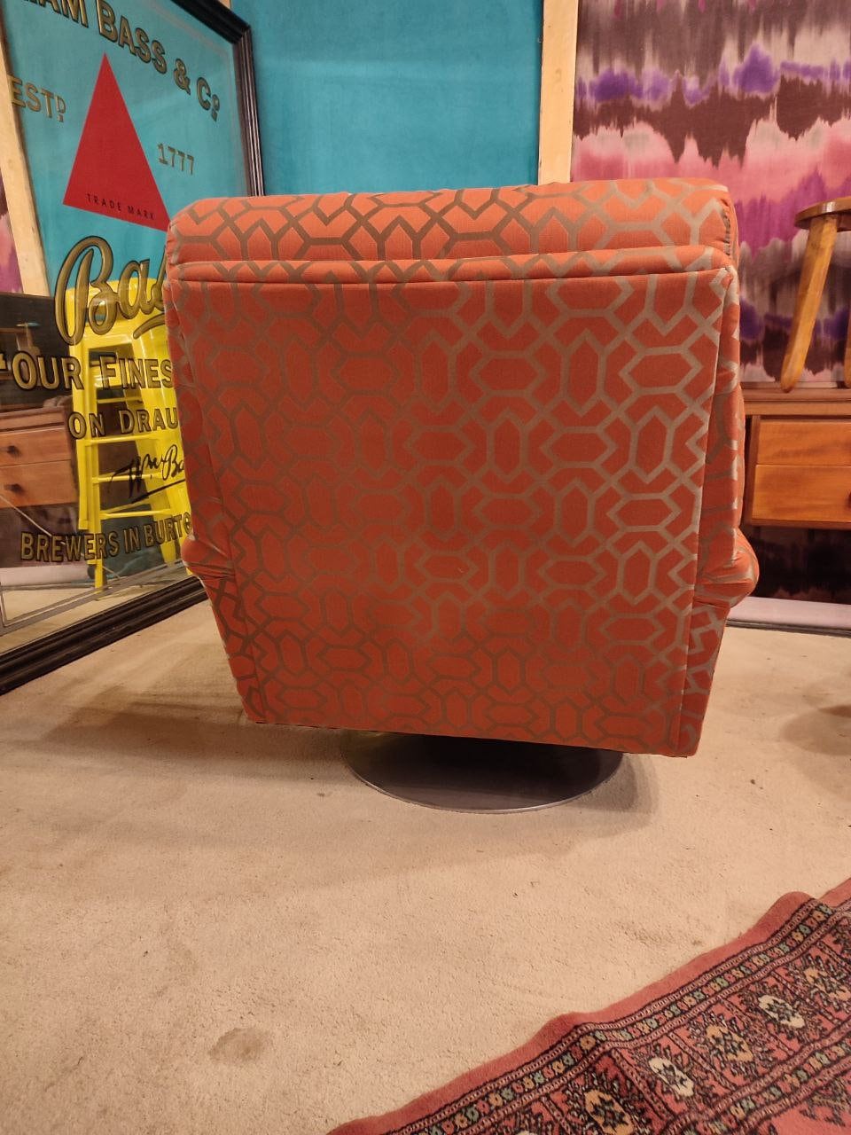 Stylish Mid Century Swivel Armchair With Matching Footstool by Minty of Oxford (New Upholstery)