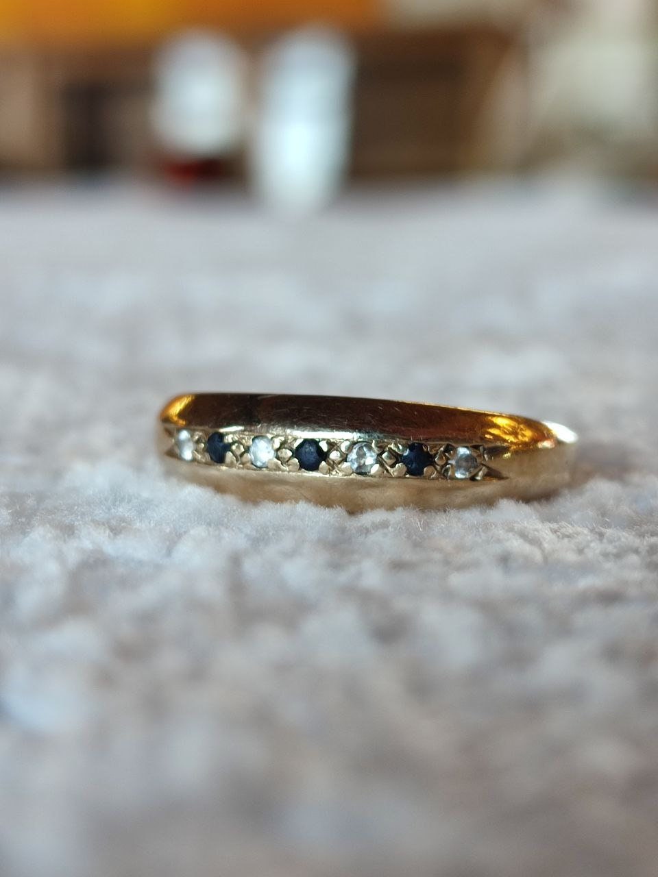 Vintage 9ct Gold Ring with Diamonds and Sapphires