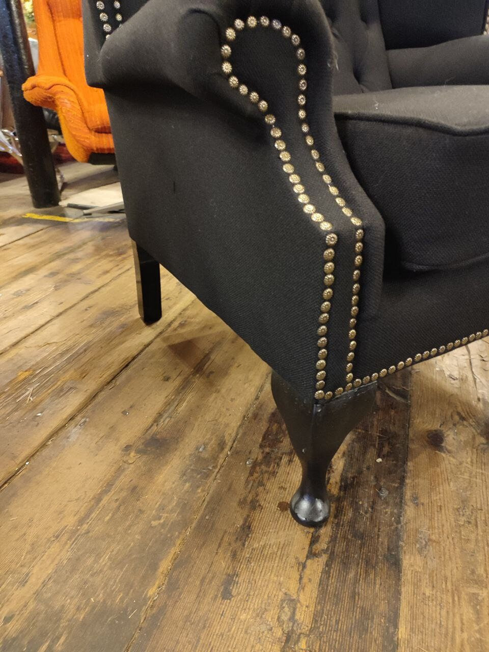 Newly Upholstered Chesterfield Queen Anne Chair (Three Available)
