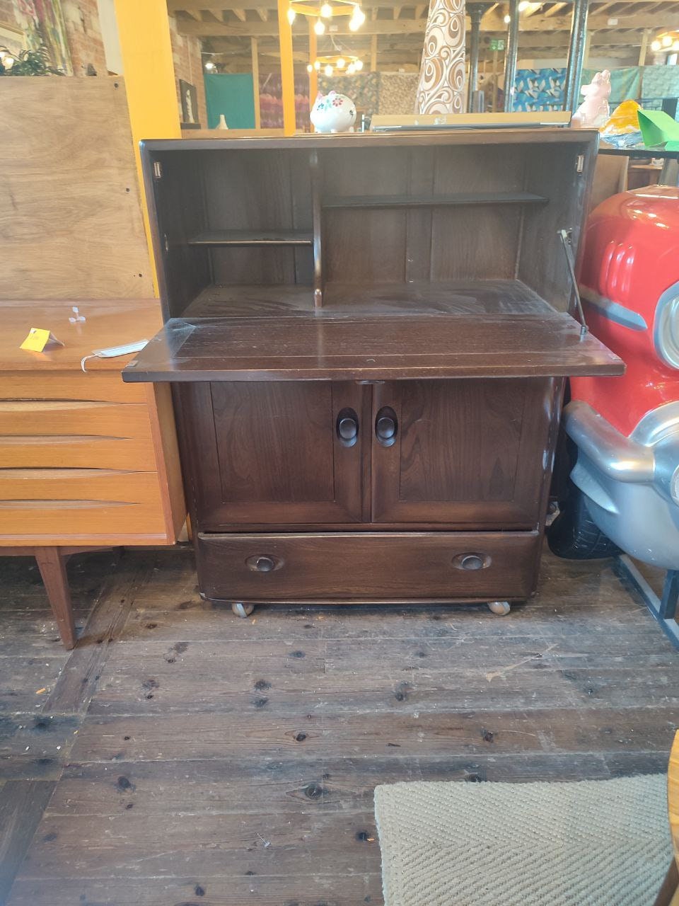 Vintage 1970s Ercol Elm Cabinet on Wheels - Stylish and Practical Storage Solution