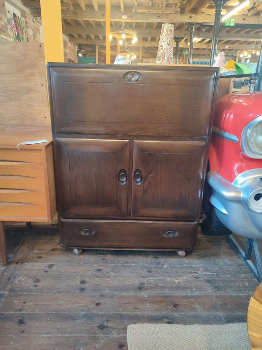 Vintage 1970s Ercol Elm Cabinet on Wheels - Stylish and Practical Storage Solution