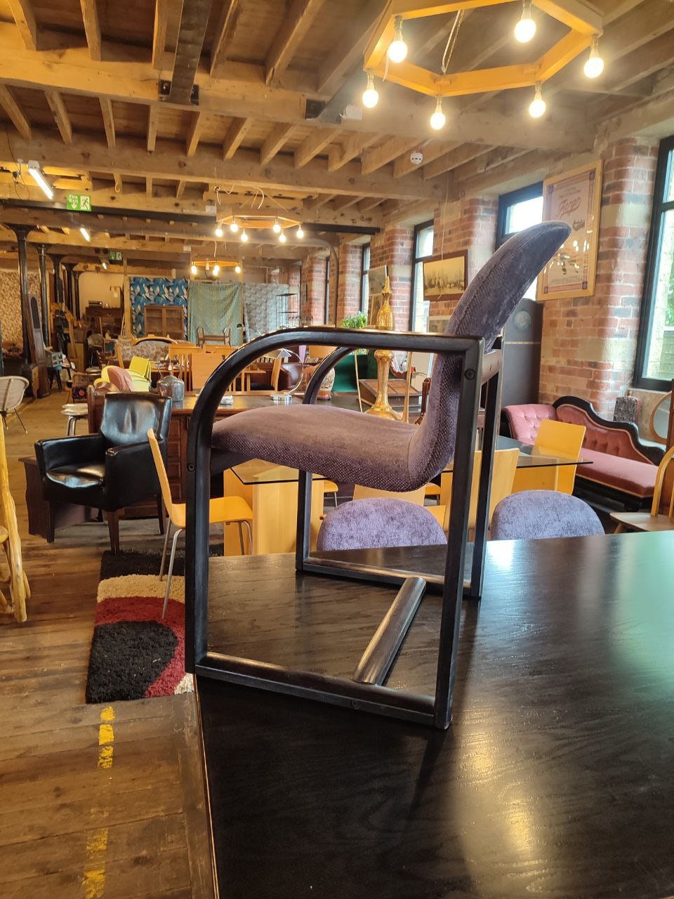 Stunning Black Ash Dining Table with 6 Stylish Scandinavian Chairs | Sleek Bentwood Design | 1990s Vintage