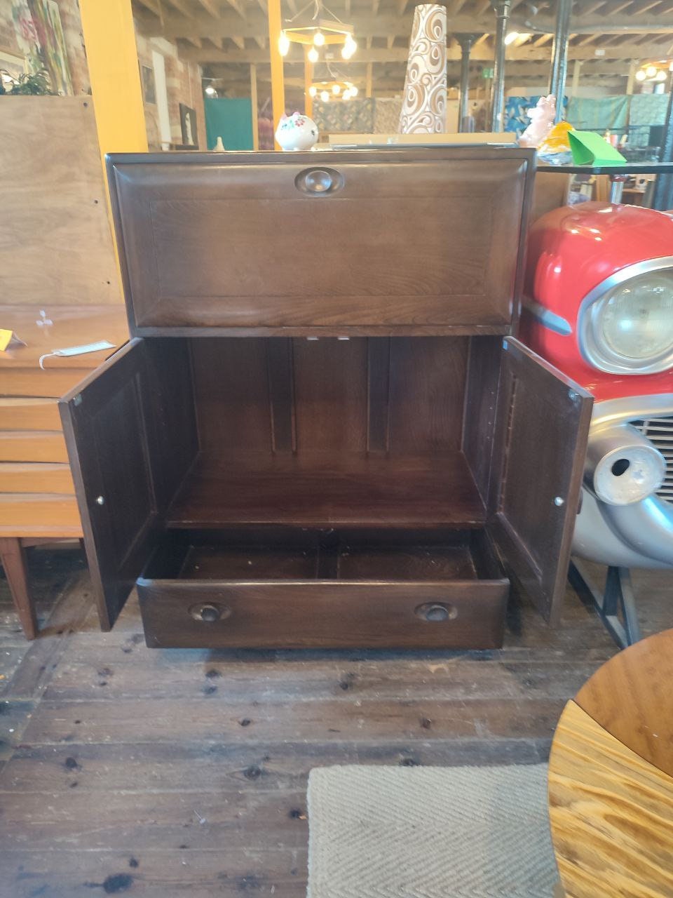 Vintage 1970s Ercol Elm Cabinet on Wheels - Stylish and Practical Storage Solution