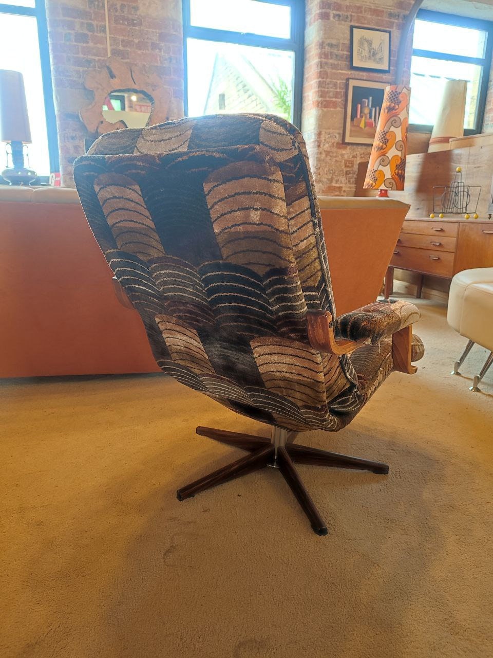 Original 1970s Swedish Bentwood Armchair with Unique Forward Angled Arms