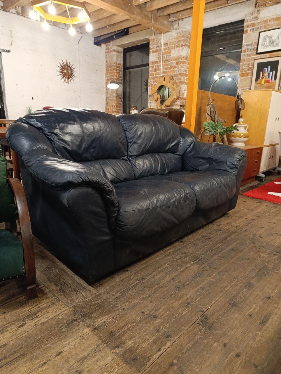 Vintage 1990s Genuine Leather Sofa - Comfort