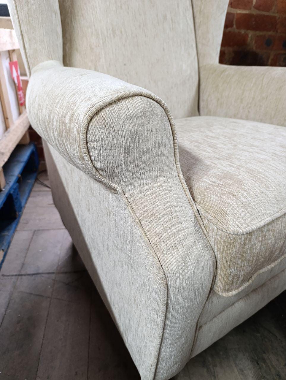 Victorian-Style Wingback Fireside Armchair with Luxurious New Upholstery