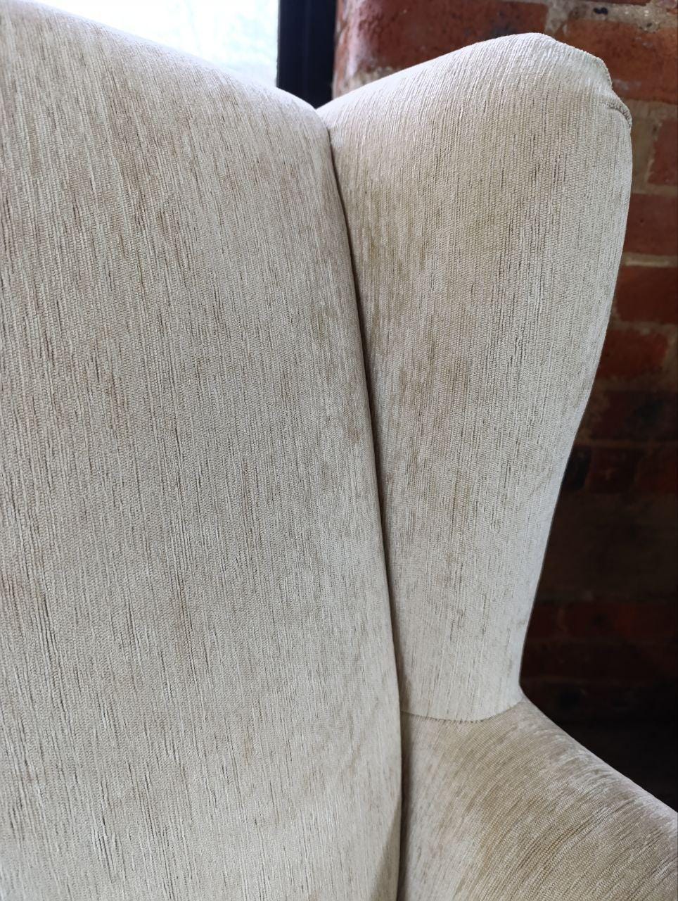 Victorian-Style Wingback Fireside Armchair with Luxurious New Upholstery