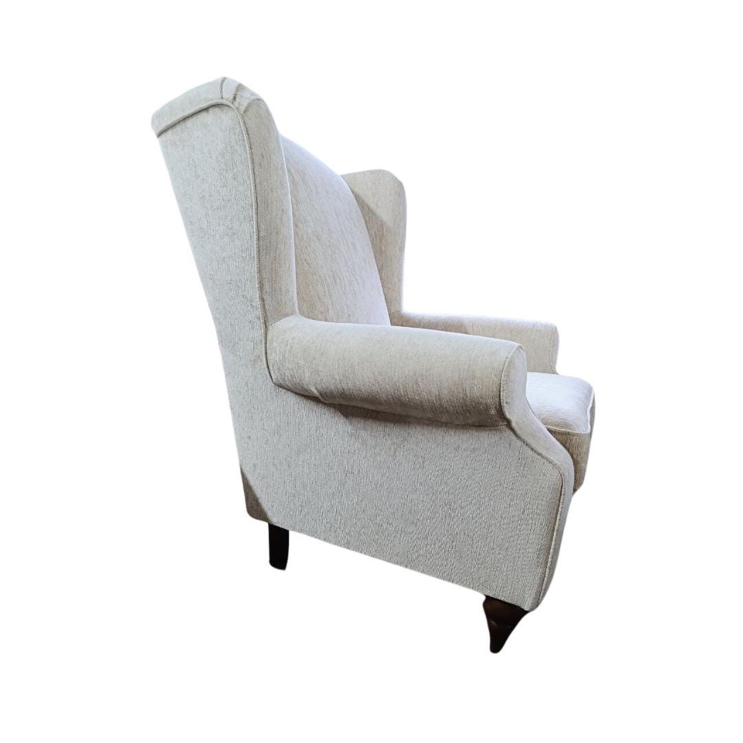 Victorian-Style Wingback Fireside Armchair with Luxurious New Upholstery