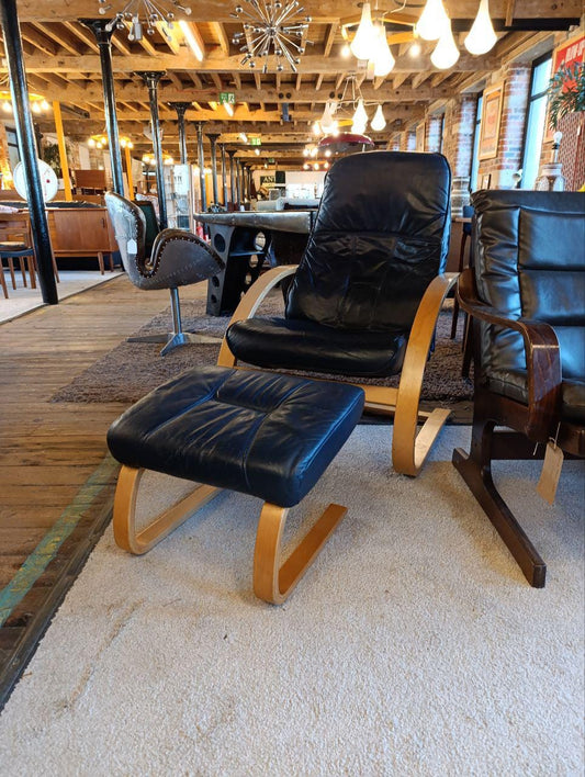 Rare 1980s Danish Armchair & Footstool by Jørgen Kastholm for Unico