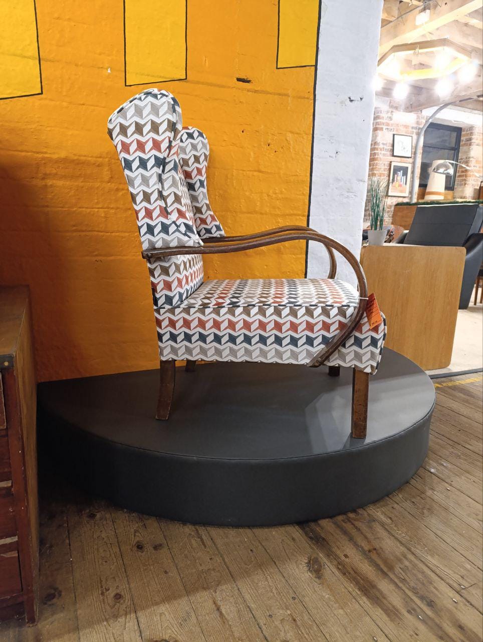 Circa 1940s Oak Wingback Armchair - Newly Upholstered