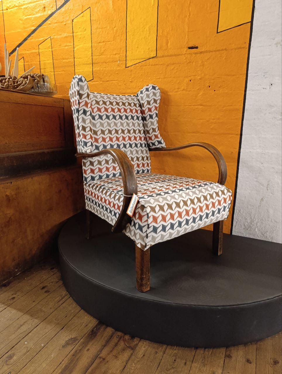 Circa 1940s Oak Wingback Armchair - Newly Upholstered