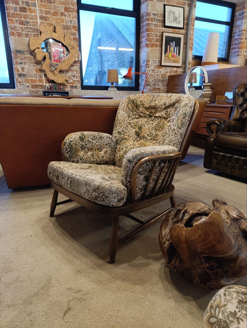 1960s Ercol Jubilee Armchair with Custom Upholstery