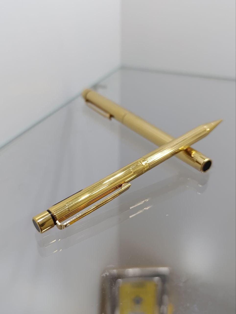 Rare Vintage Sheaffer Targa Classic Fountain Pen & Pencil Set - Fluted Gold Plate