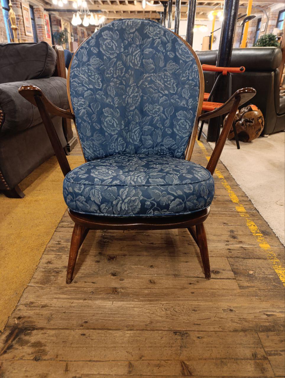 Vintage Ercol Fleur De Lys Armchair - Solid Ash Wood - 1970s