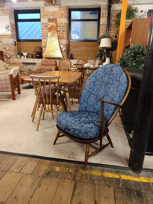 Vintage Ercol Fleur De Lys Armchair - Solid Ash Wood - 1970s