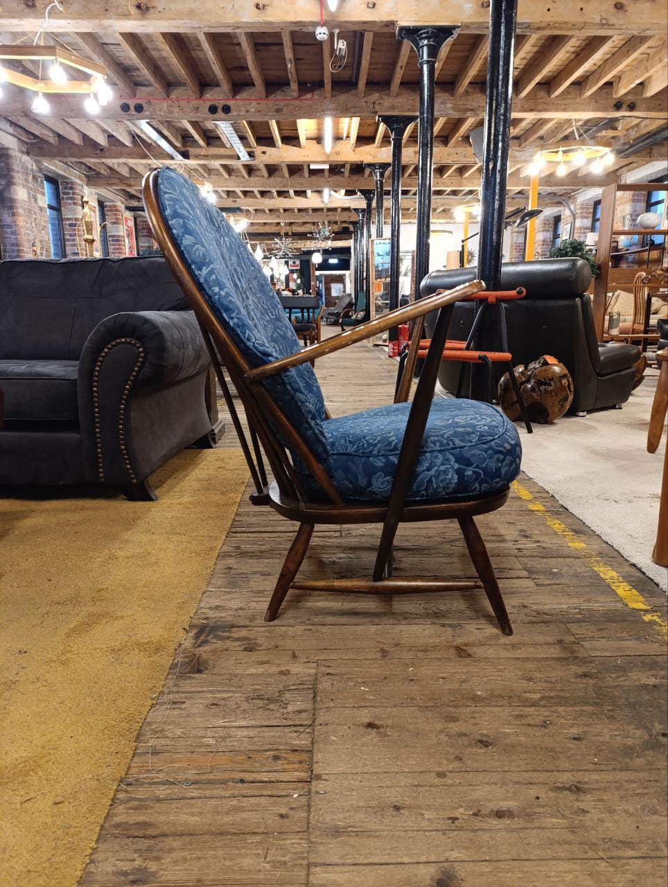 Vintage Ercol Fleur De Lys Armchair - Solid Ash Wood - 1970s