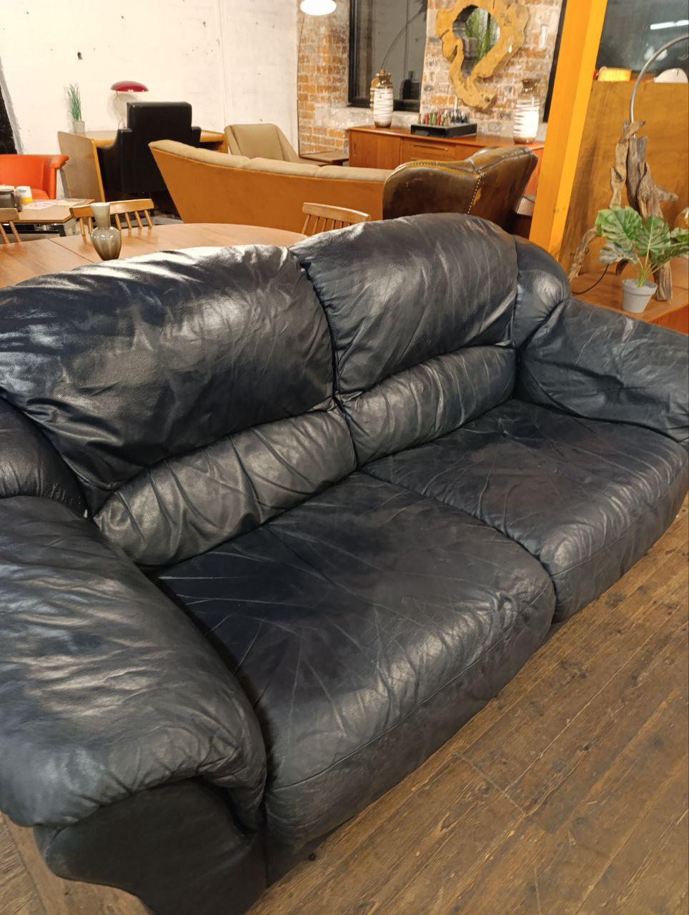 Vintage 1990s Genuine Leather Sofa - Comfort