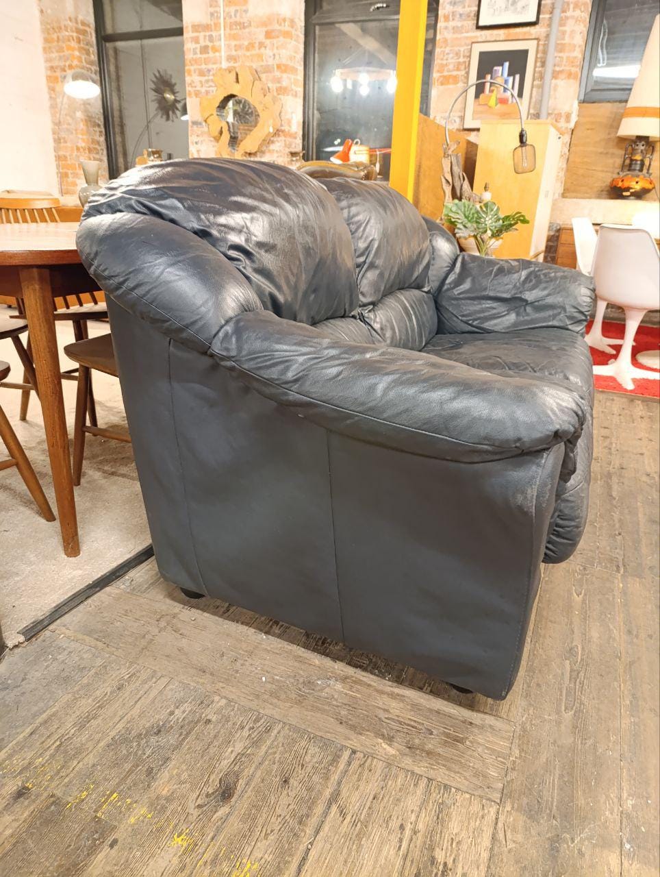 Vintage 1990s Genuine Leather Sofa - Comfort