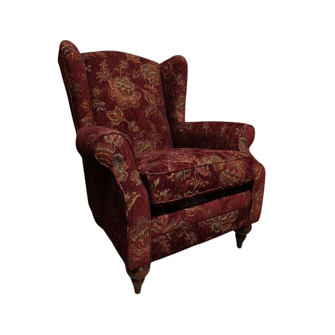 Victorian Style Wingback Fireside Armchair with Luxurious New Upholstery