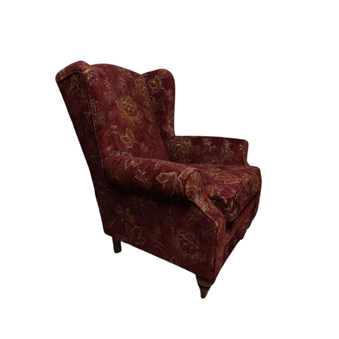 Victorian Style Wingback Fireside Armchair with Luxurious New Upholstery