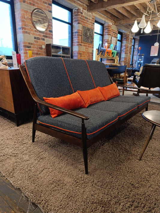Mid-Century Vintage Teak Scandart Three-Piece Suite - Newly Upholstered