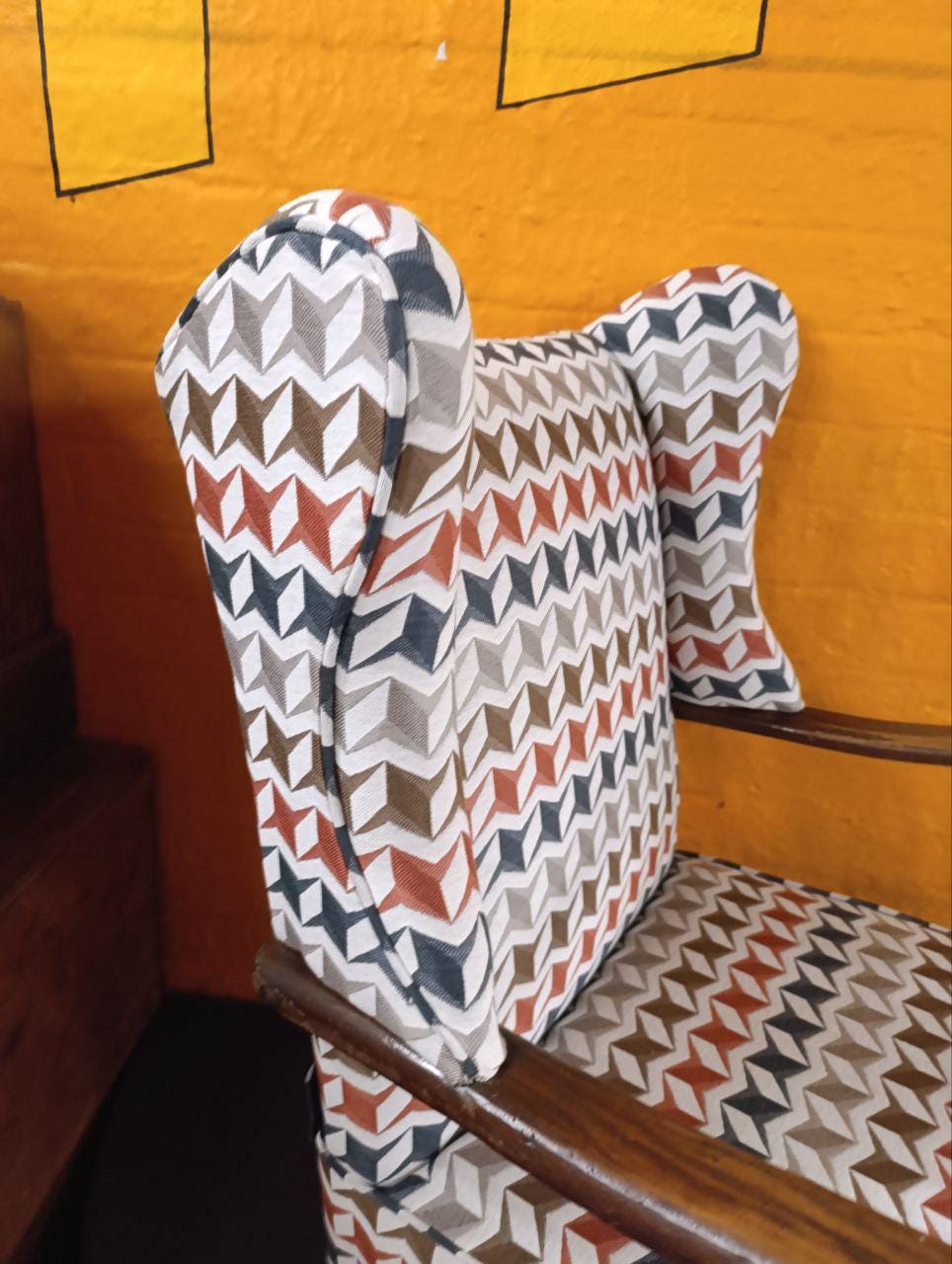 Circa 1940s Oak Wingback Armchair - Newly Upholstered
