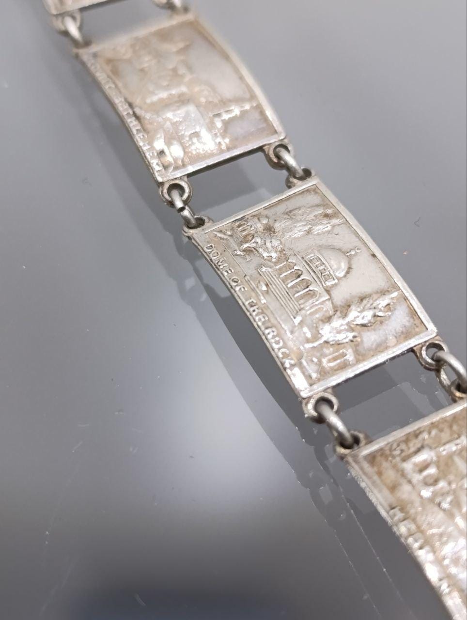 Vintage Sterling Silver Jerusalem Panel Bracelet
