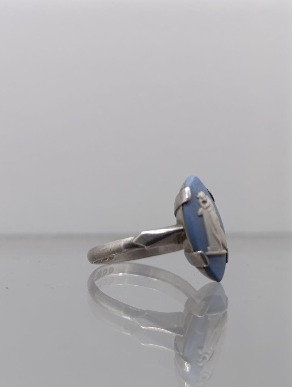 Vintage Wedgwood Jasperware Cameo Ring - Sterling Silver - Size M