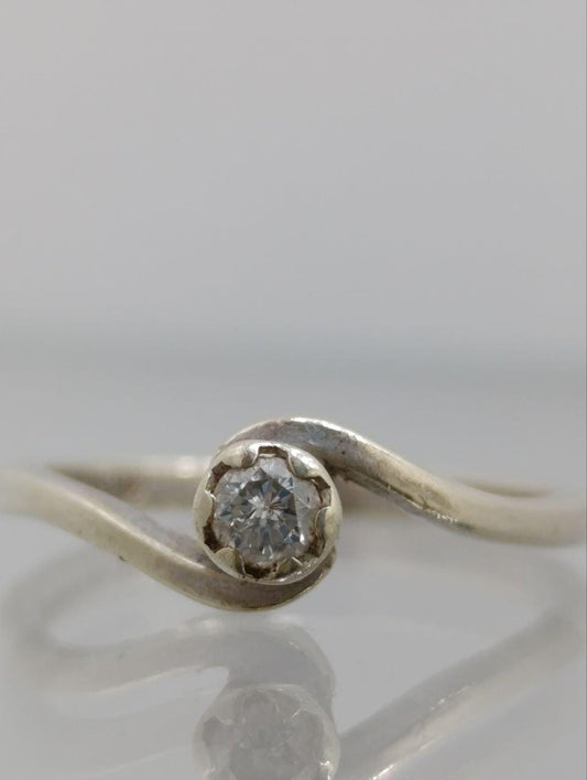Vintage 9ct Yellow Gold Diamond Twist Ring - Art Deco Style