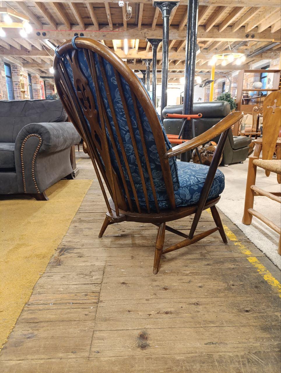 Vintage Ercol Fleur De Lys Armchair - Solid Ash Wood - 1970s