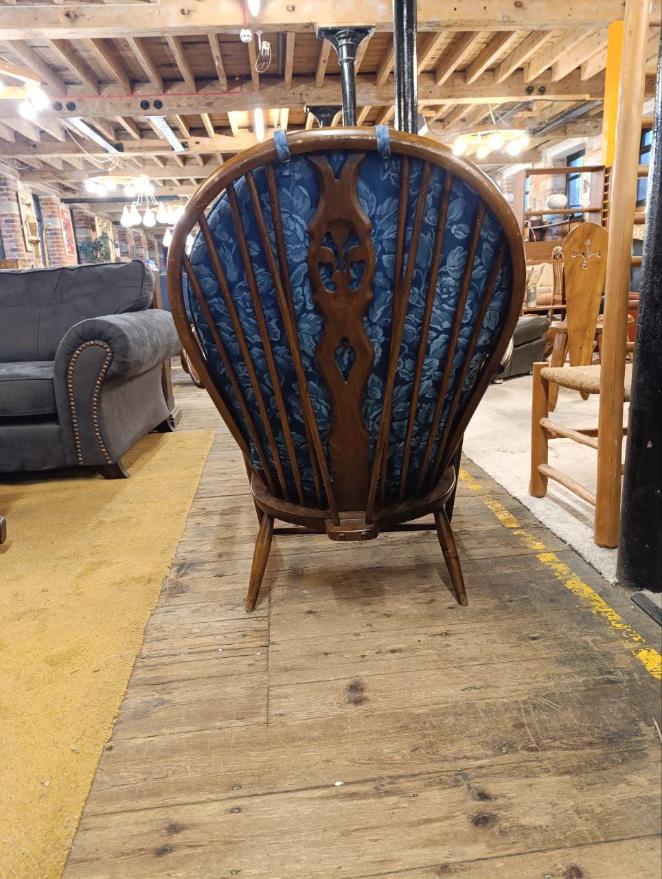 Vintage Ercol Fleur De Lys Armchair - Solid Ash Wood - 1970s