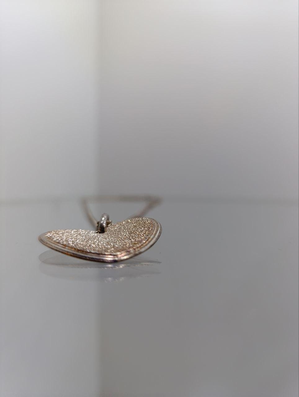 Milor Textured Heart Pendant Necklace - Sterling Silver