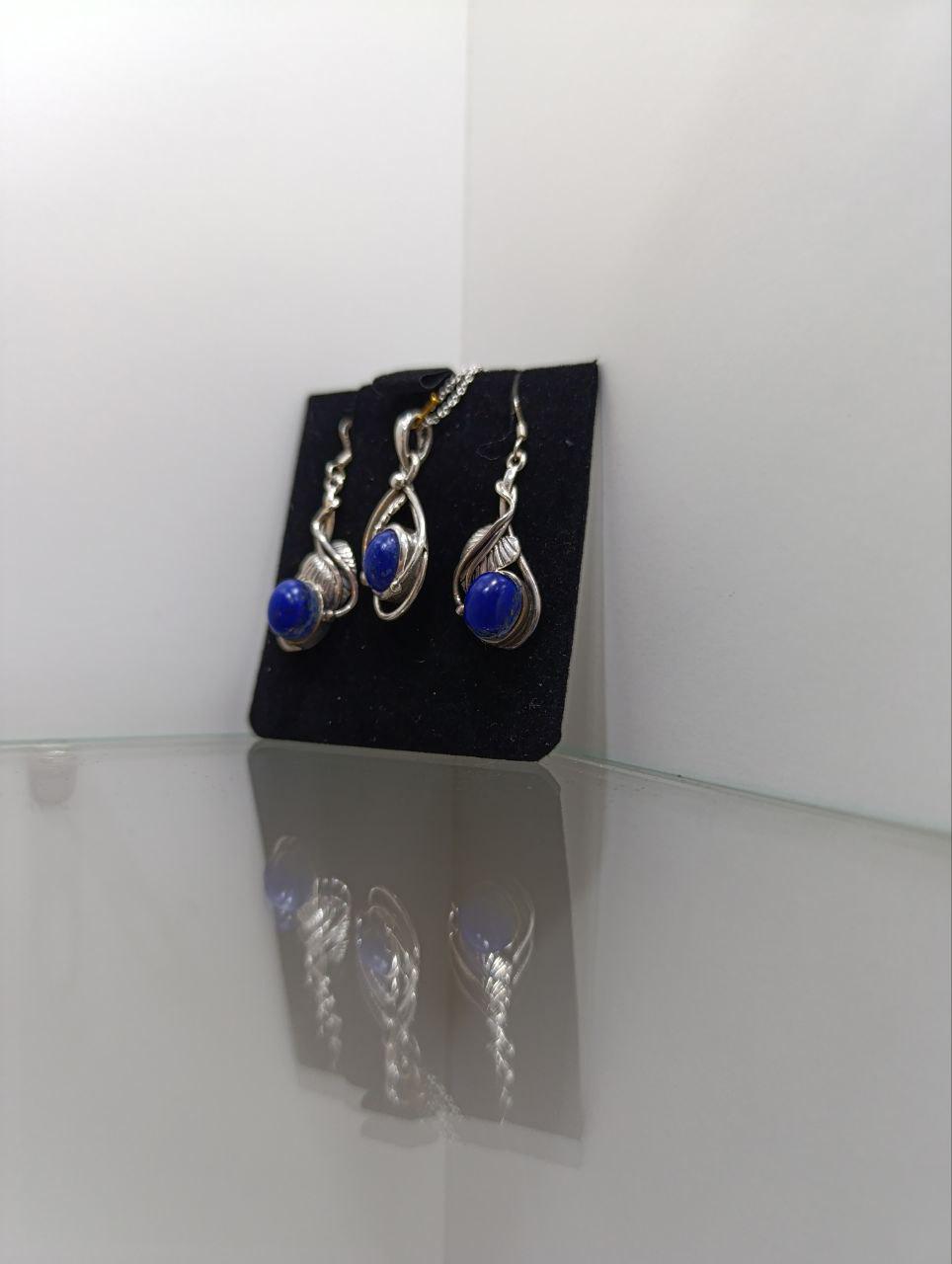 Lapis Lazuli Necklace & Earrings Set - Sterling Silver