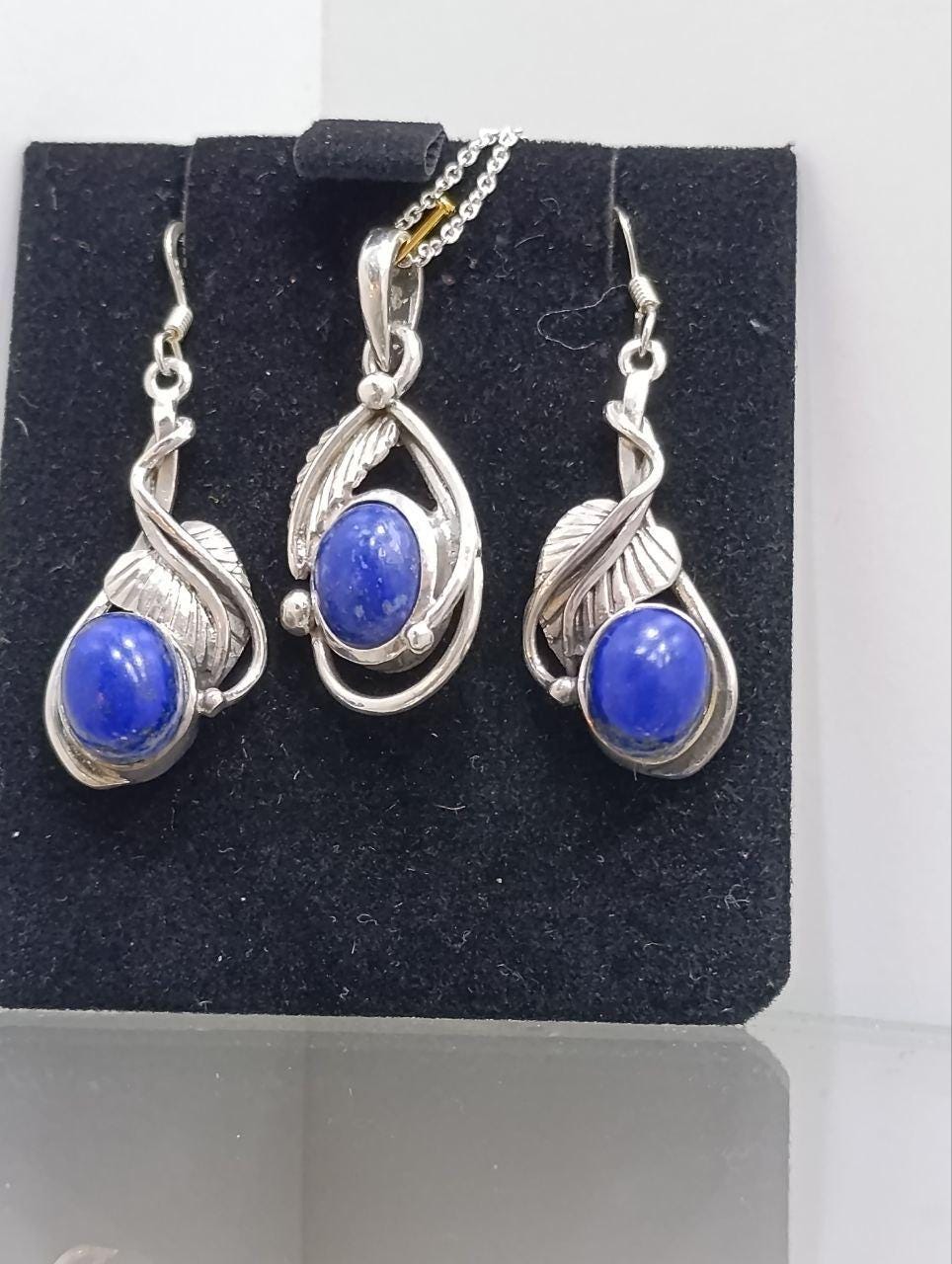 Lapis Lazuli Necklace & Earrings Set - Sterling Silver
