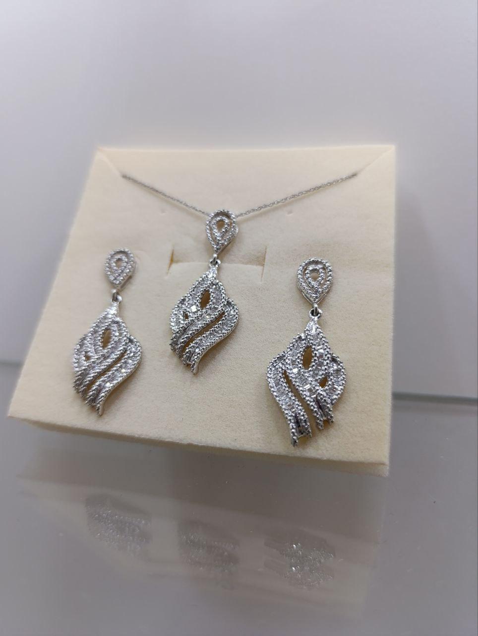 Vintage Art Deco Style Sterling Silver Cubic Zirconia Jewellery Set