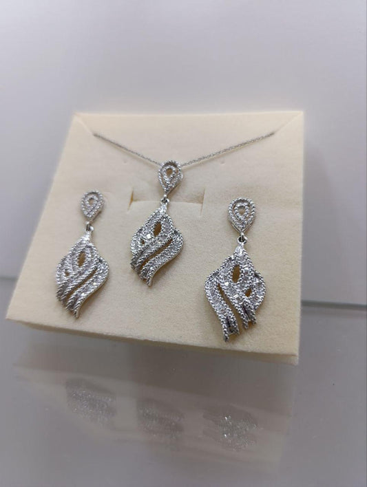 Vintage Art Deco Style Sterling Silver Cubic Zirconia Jewellery Set