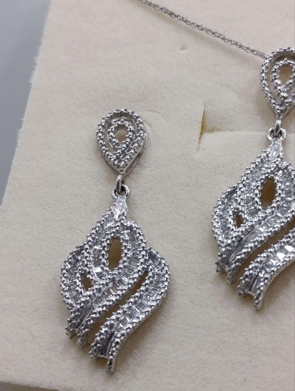 Vintage Art Deco Style Sterling Silver Cubic Zirconia Jewellery Set