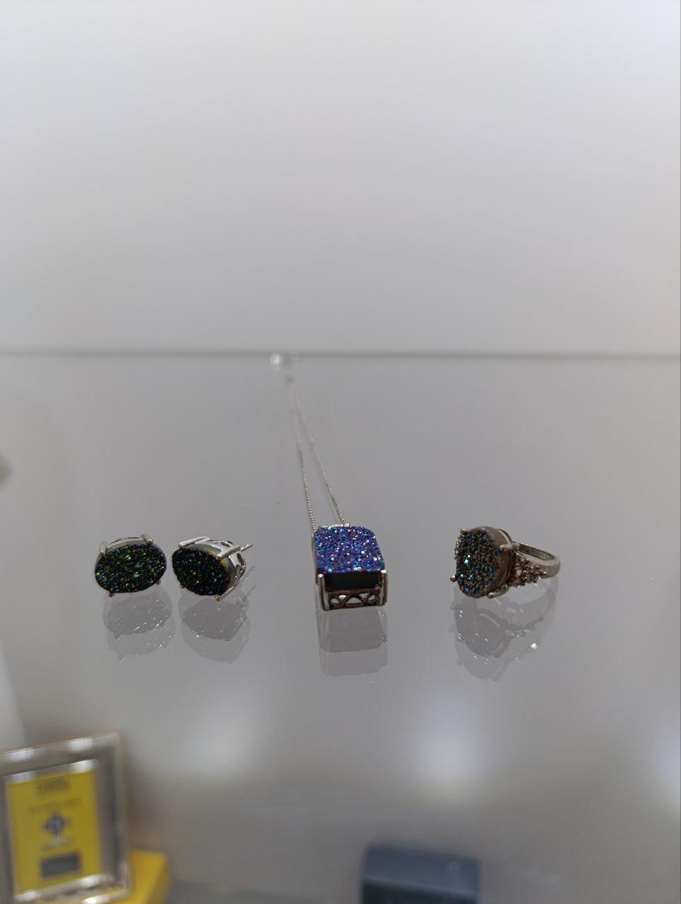 Stunning Silver Dress Jewellery Set - Druzy Quartz
