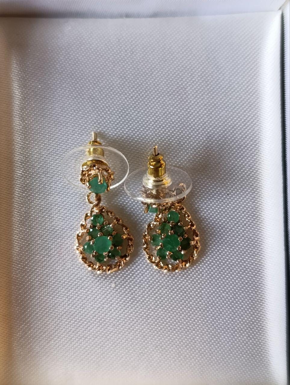 9ct Gold & Nephrite Drop Earrings - Elegant Oval Design