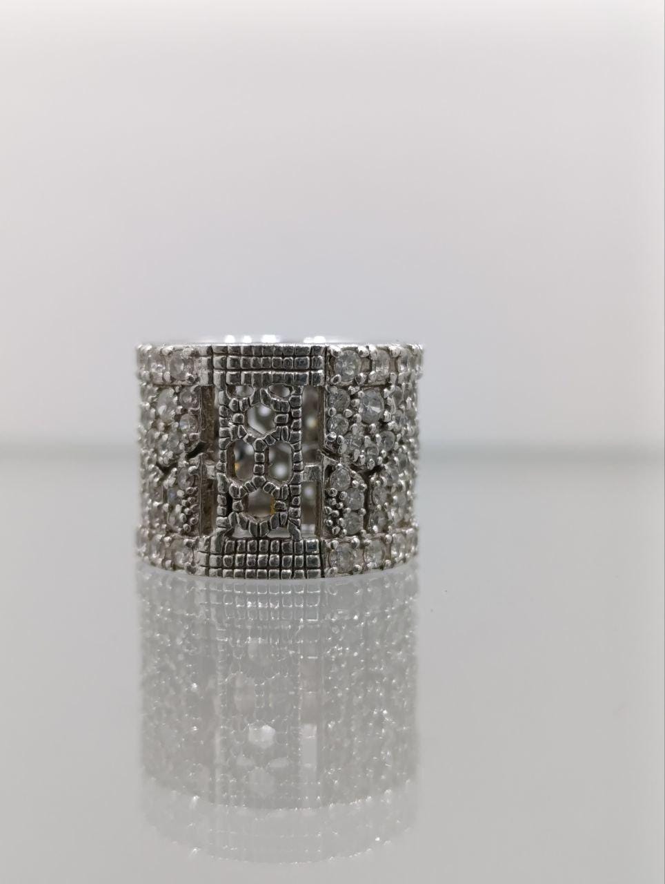 Vintage Carolee Sterling Silver CZ Wraparound Lattice Ring - Size K