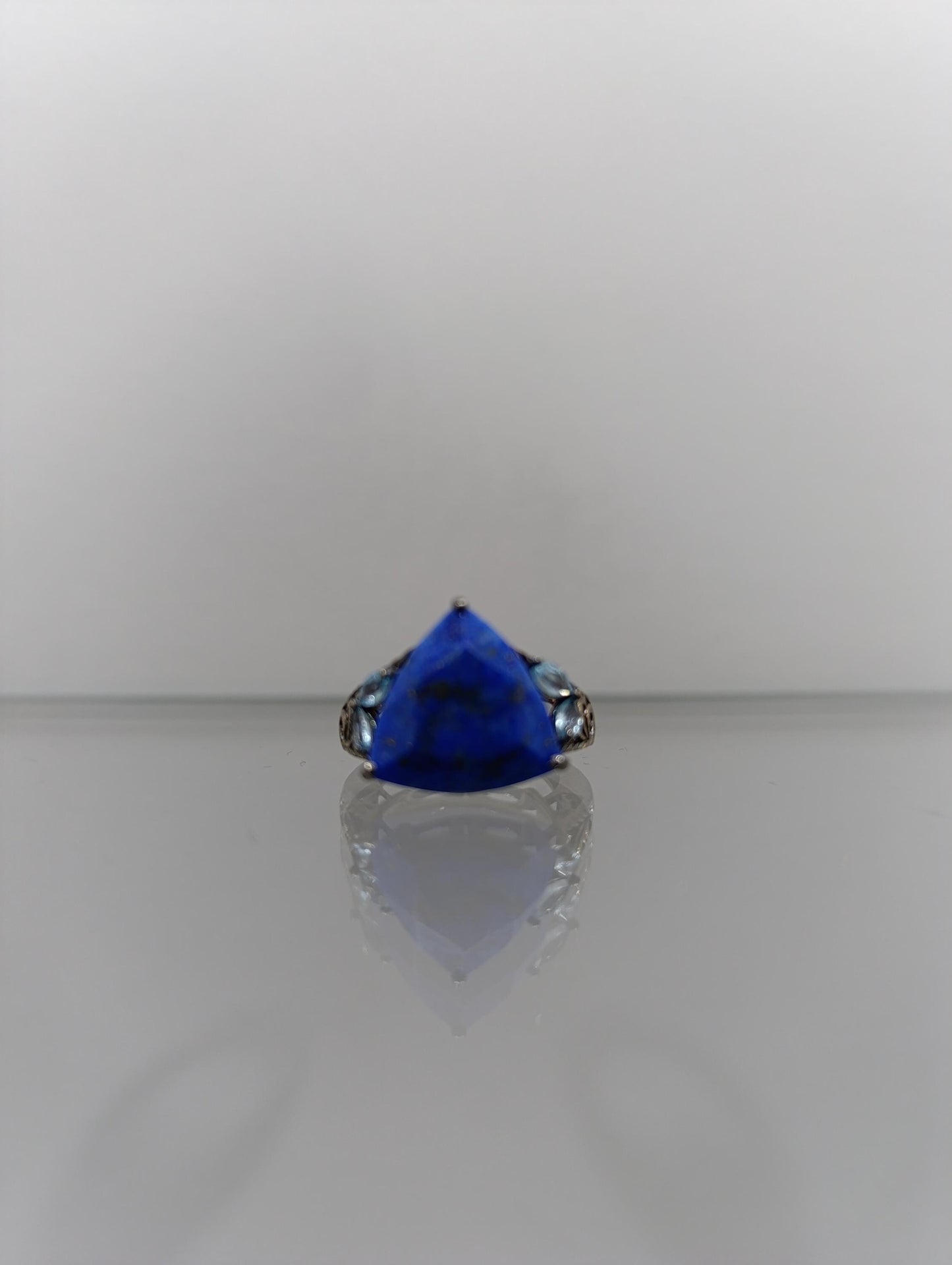 Sterling Silver Ring with Lapis Lazuli Stone - Size K